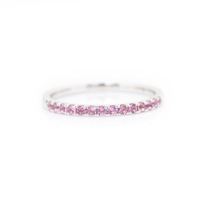White Gold Round Pink Tourmaline Stacking Band