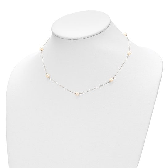 16In White Gold Pearl Tin Cup Necklace