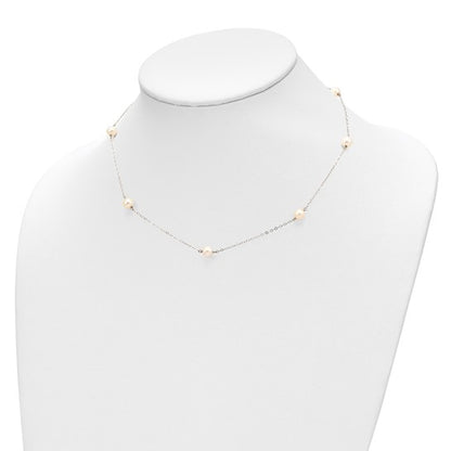 16In White Gold Pearl Tin Cup Necklace