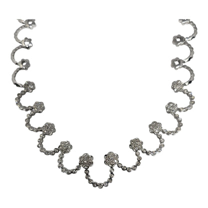 White Gold Round Diamond Scallop Collar Necklace