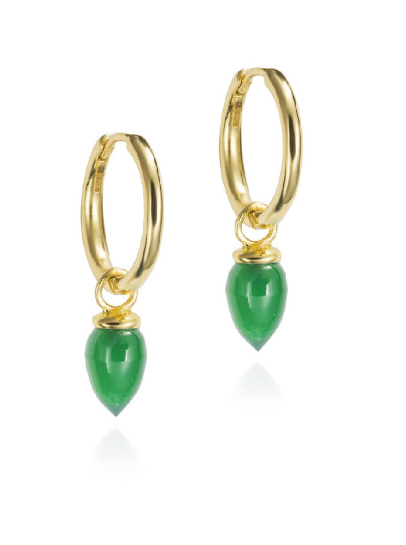 Gold-Plated Silver Green Onyx Pendulum Earrings