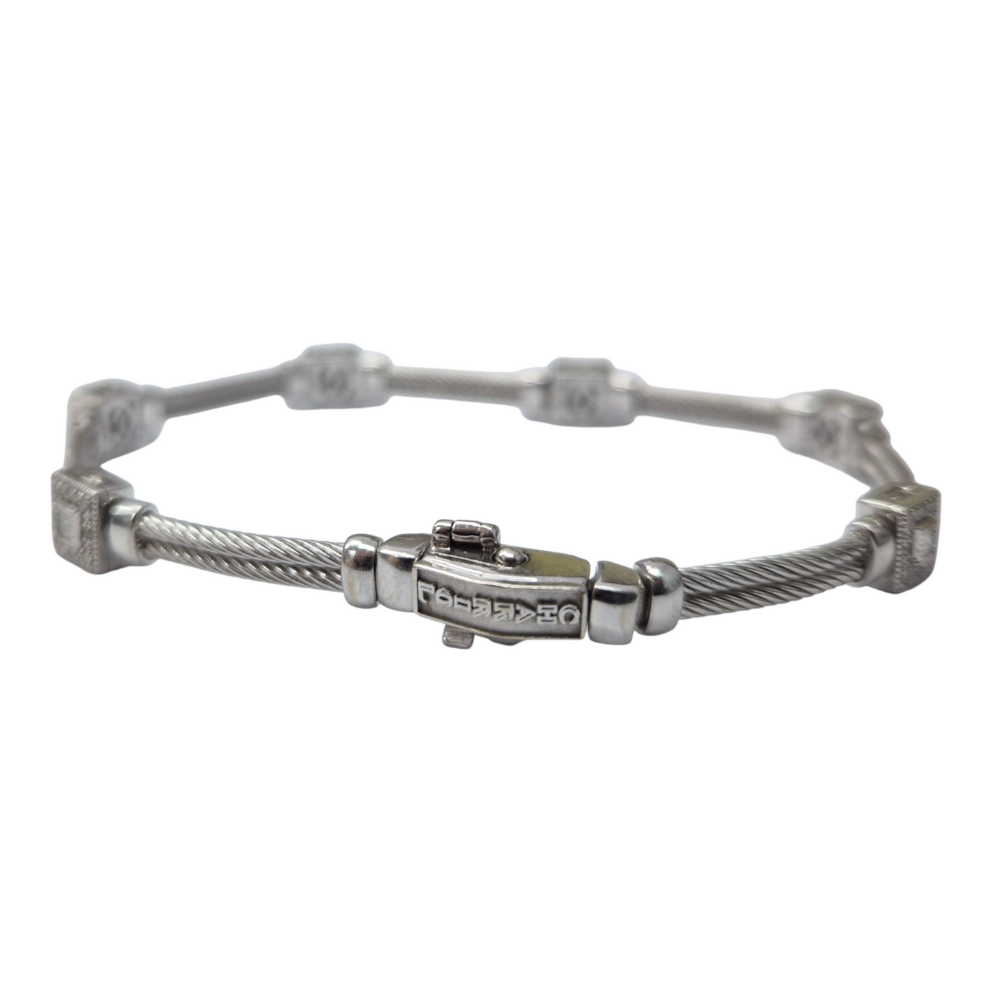 White Gold Double Cable Charriol Diamond Bracelet