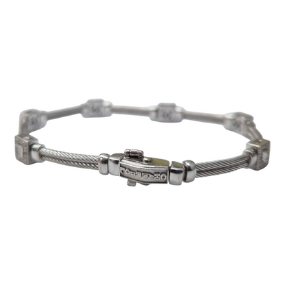 White Gold Double Cable Charriol Diamond Bracelet