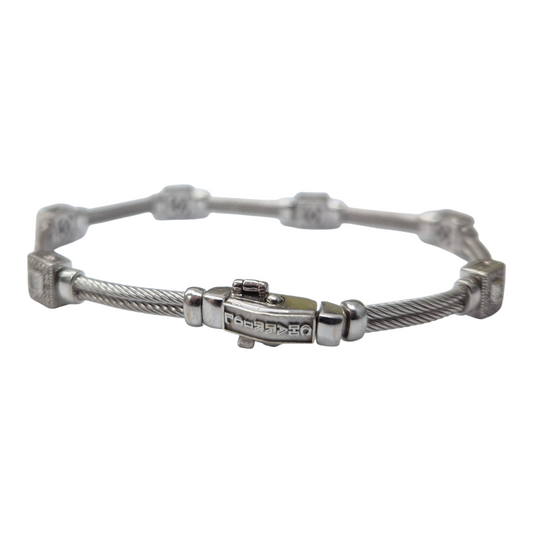 White Gold Double Cable Charriol Diamond Bracelet