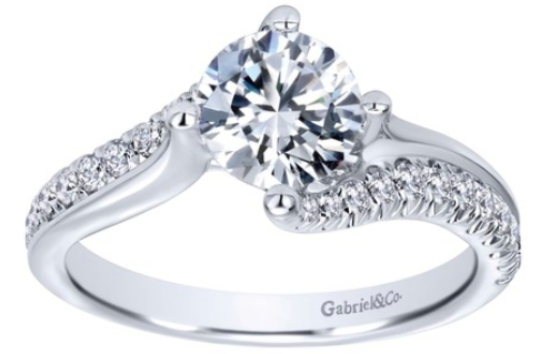 White Gold Round Diamond Contemporary Engagement Ring