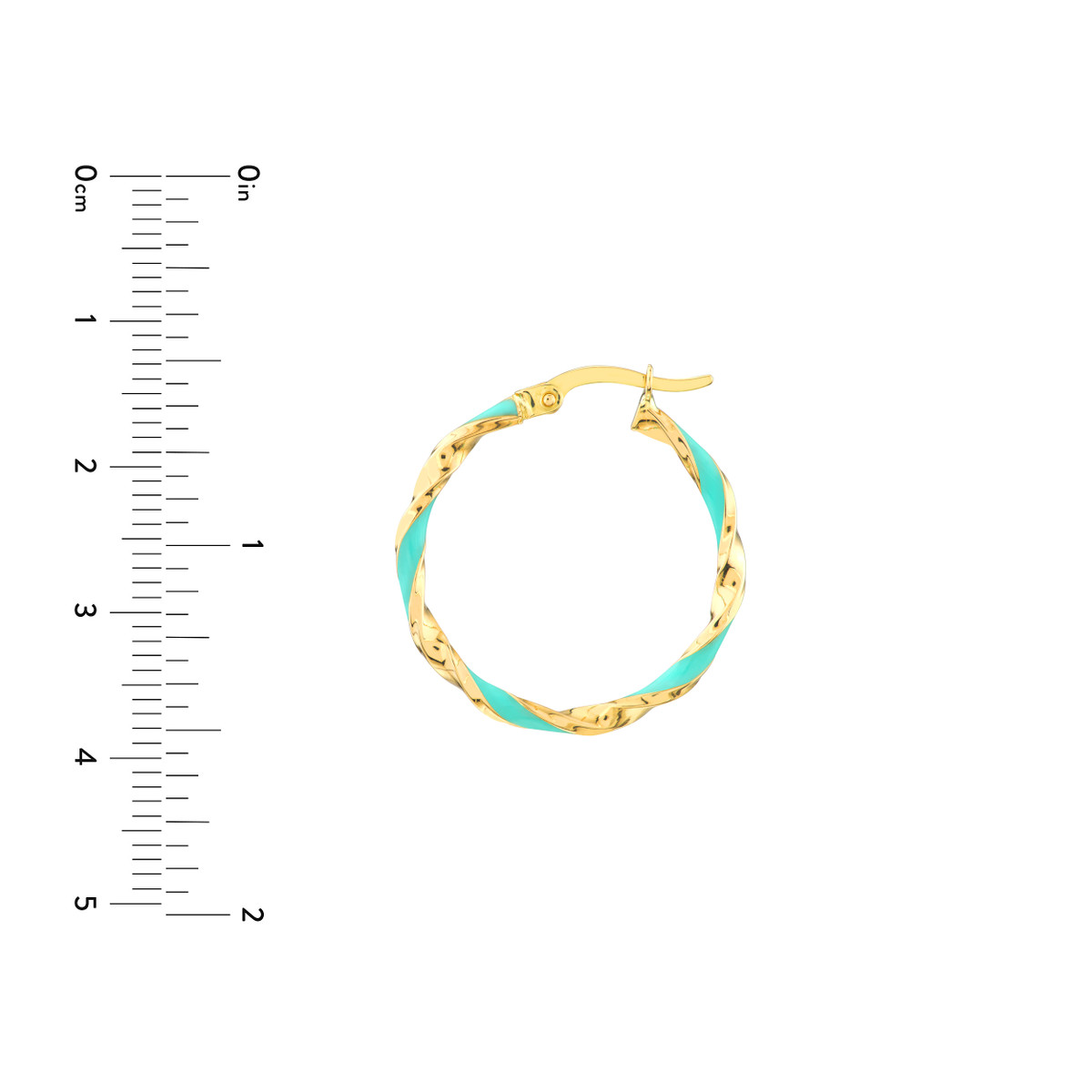 Yellow Gold Enamelled Twisted Hoop Earrings