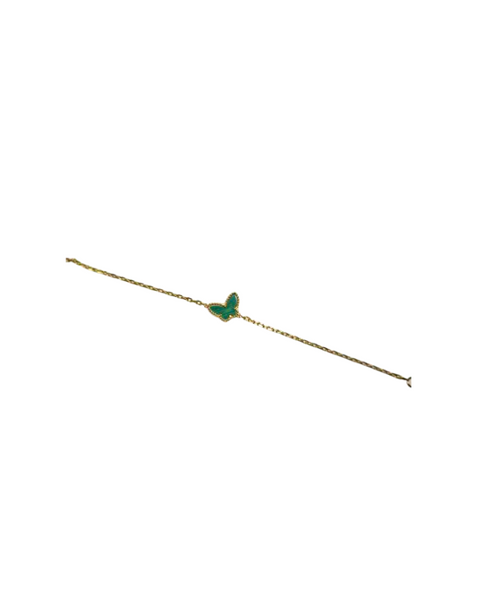 Yellow Gold Malachite Butterfly Bracelet