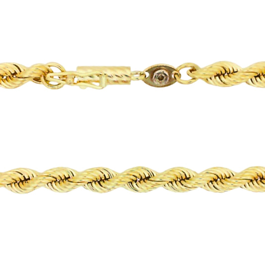 Vintage Yellow Gold Hollow Rope Necklace