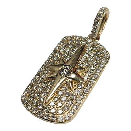 Yellow Gold Diamond Dog Tag Pendant