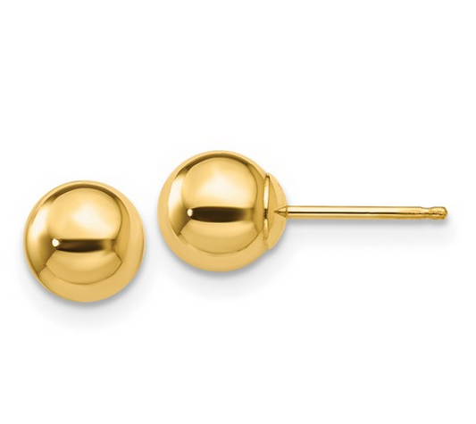 14K Yellow Gold Ball Studs