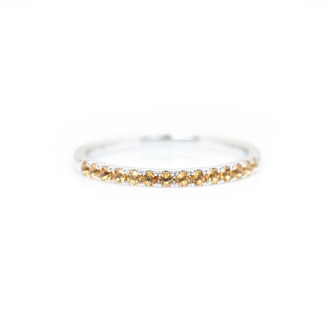 White Gold Round Citrine Stacking Band