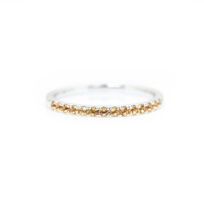 White Gold Round Citrine Stacking Band