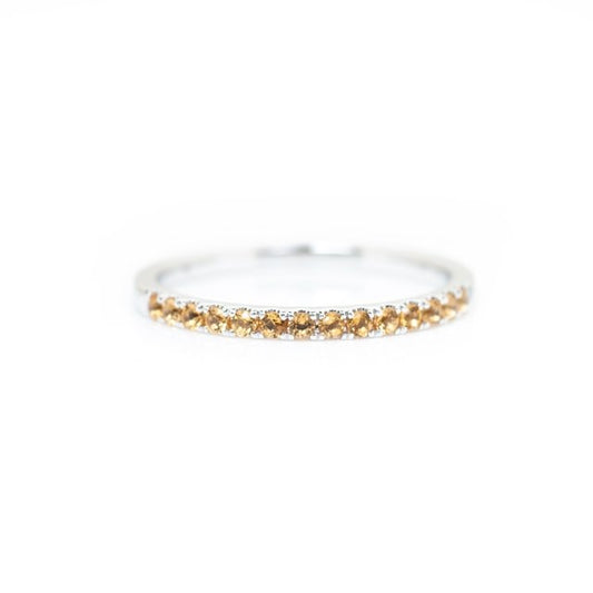 White Gold Round Citrine Stacking Band