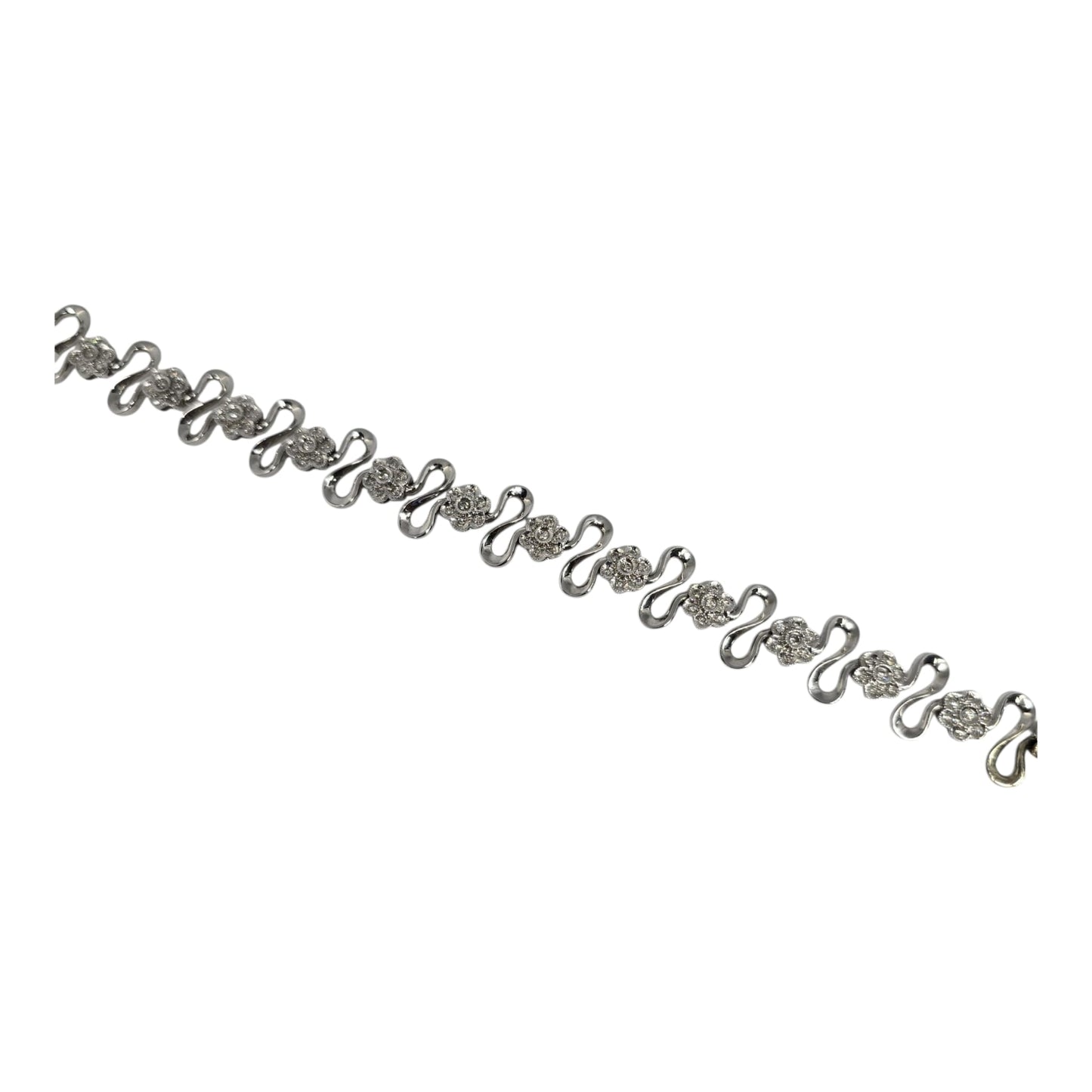 White Gold Floral Ribbon Diamond Bracelet
