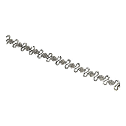 White Gold Floral Ribbon Diamond Bracelet