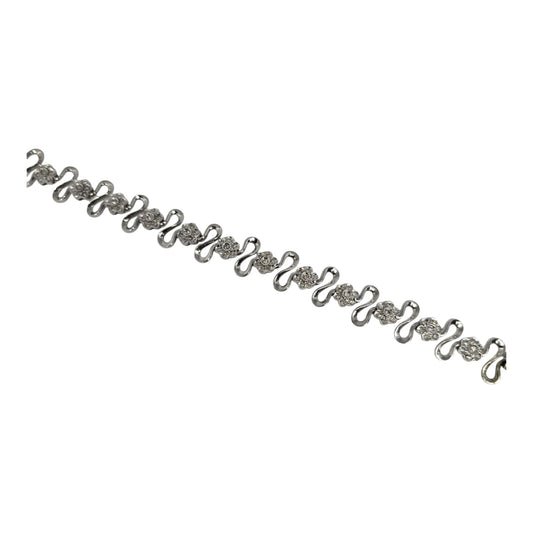 White Gold Floral Ribbon Diamond Bracelet