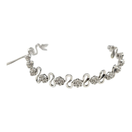 White Gold Floral Ribbon Diamond Bracelet