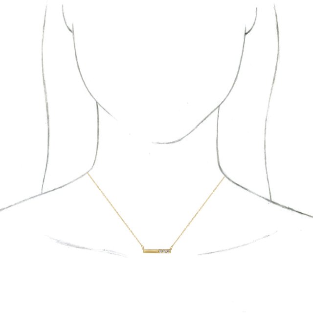 Yellow Gold Round Diamond Bar Necklace