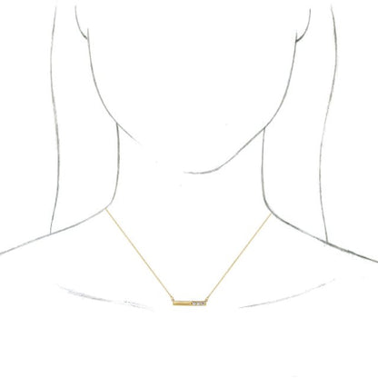 Yellow Gold Round Diamond Bar Necklace