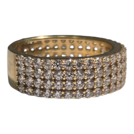 Yellow Gold 4 Row Cz Band