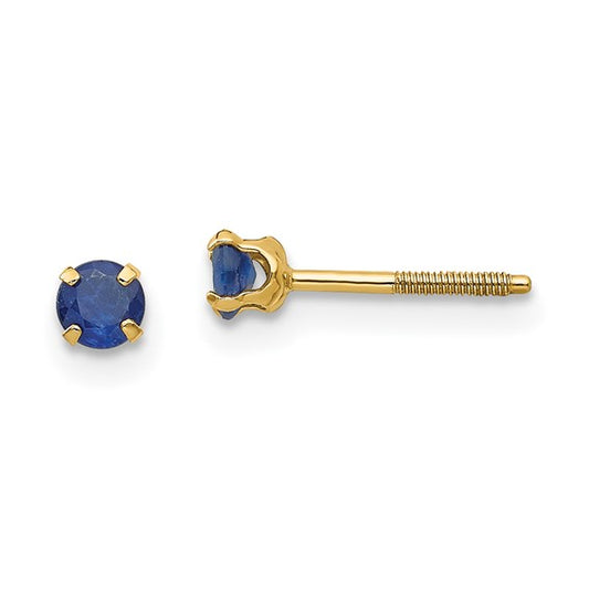 Yellow Gold Round Sapphire Single Stud Earring