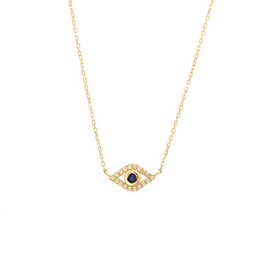 Yellow Gold Evil Eye Necklace