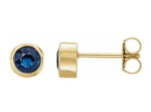 Yellow Gold Sapphire Bezel Studs