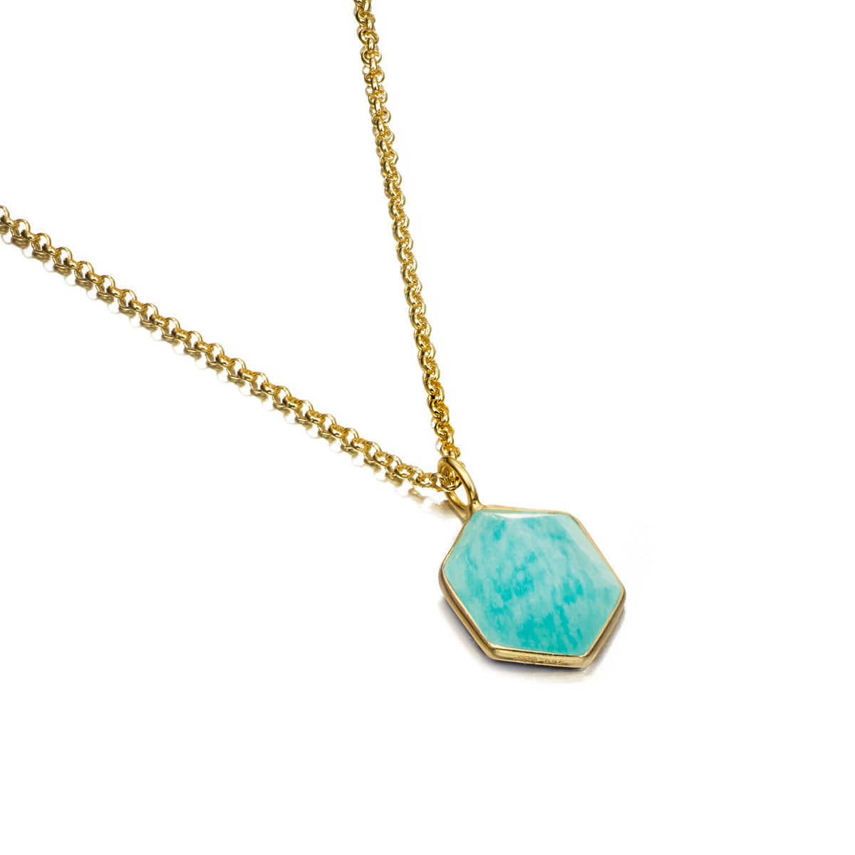 Gold-Plated Silver Geometric Amazonite Pendant