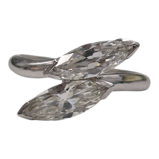 Platinum Toi et Moi Marquise Diamond Ring