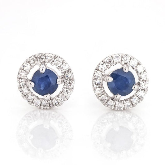 September Birthstone Sapphire and Diamond Studs