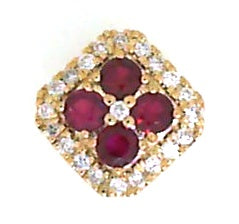 Yellow Gold Ruby and Diamond Clover Pendant