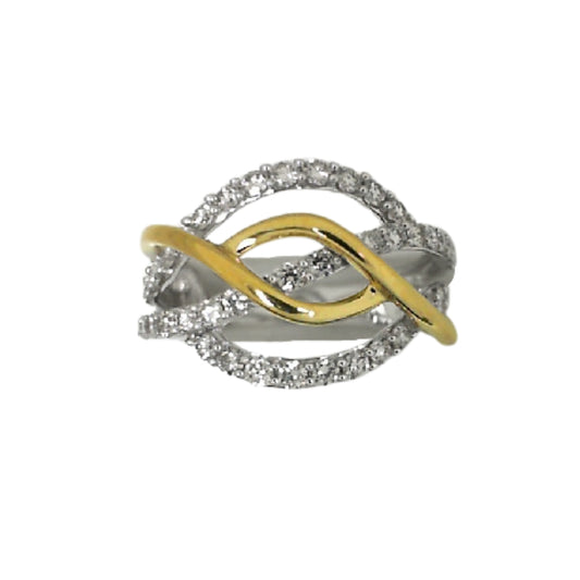 Two Tone Round Diamond Contemporary Ring