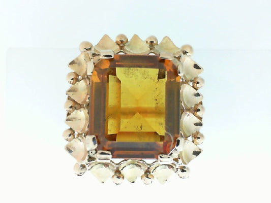 Yellow Gold Cuishion Citrine Cocktail Ring