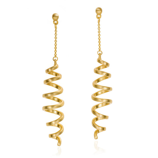 Gold-Plated Silver Swirl Dangle Earrings