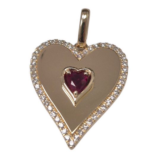 Yellow Gold Heart Ruby Pendant