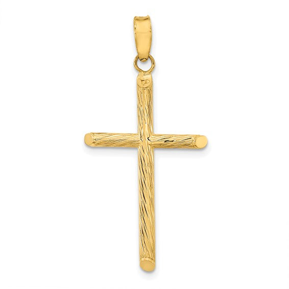 Yellow Gold Diamond Cut Cross Charm