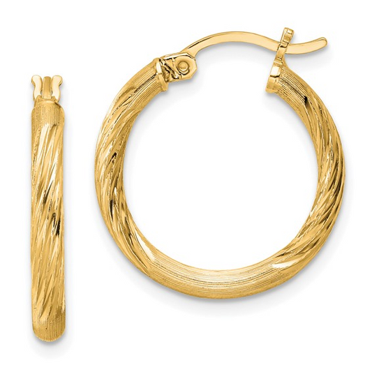 Gold Plated Silver Diamond Cut Hoops