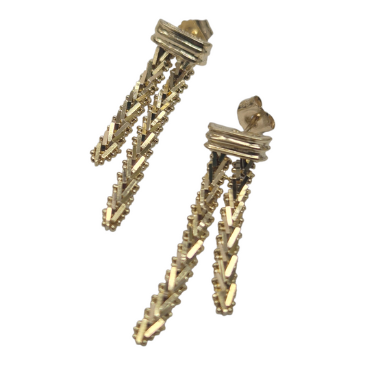 Yellow Gold Chain Dangle Earrings