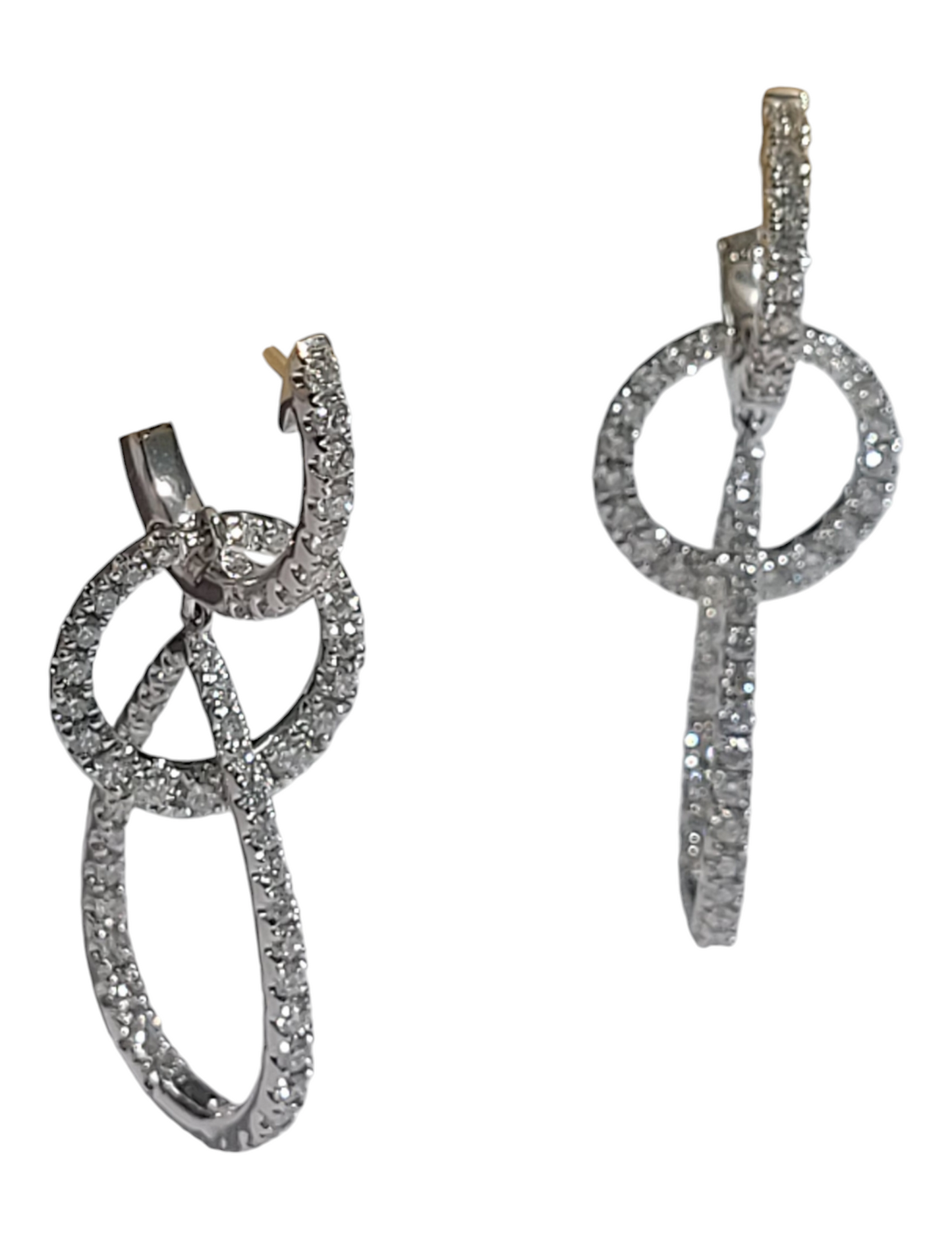 White Gold Diamond Teardrop Drop Earrings
