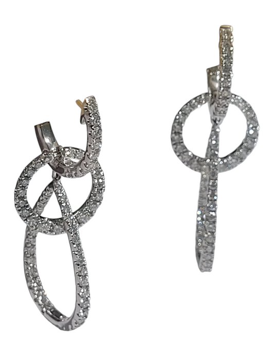 White Gold Diamond Teardrop Drop Earrings