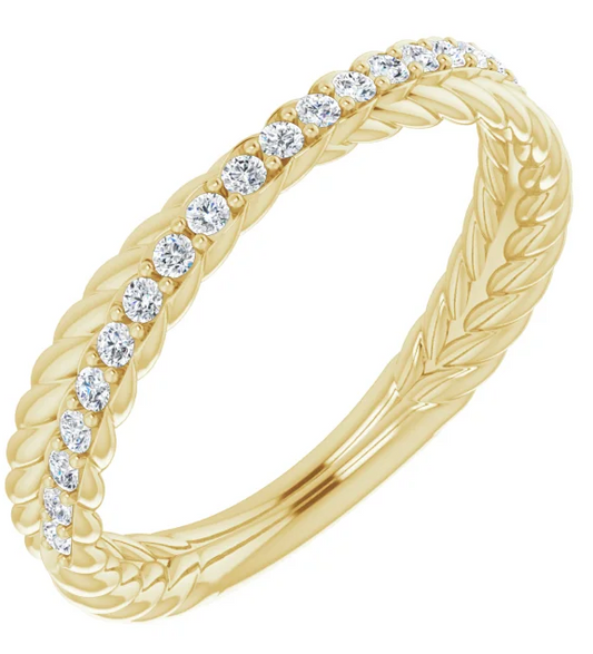Yellow Gold Round Diamond Rope Band