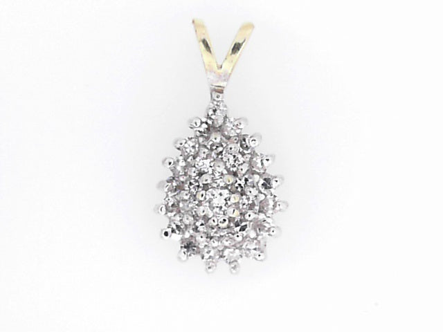 Two Tone Round Diamond Rabbit Ear Teardrop Pendant