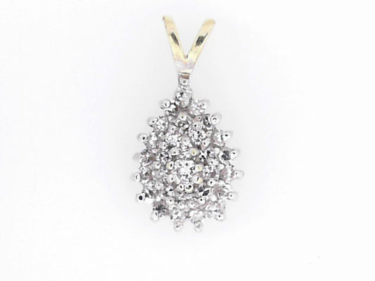 Two Tone Round Diamond Rabbit Ear Teardrop Pendant