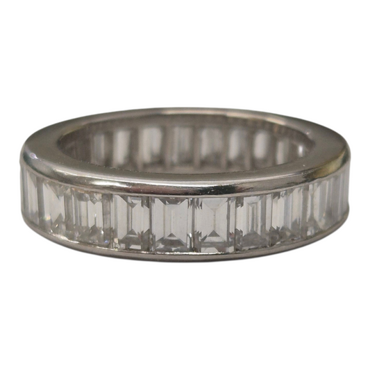 Platinum Channel Set Baguette Diamond Eternity Band
