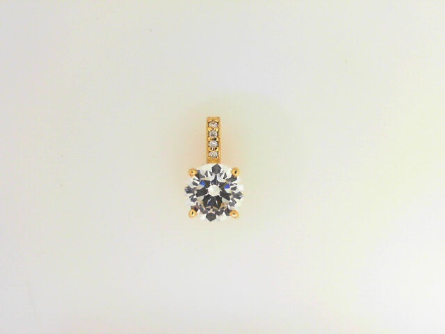 Yellow Gold Round Lab Diamond and Moissanite Pendant