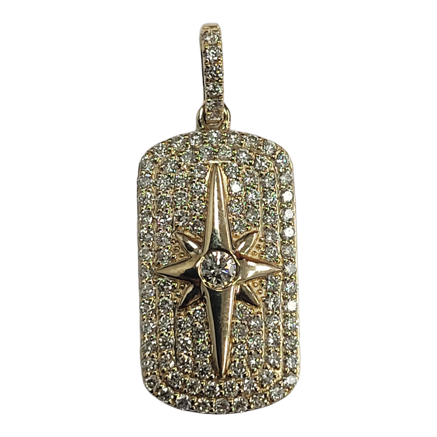 Yellow Gold Diamond Dog Tag Pendant