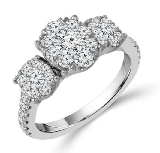 White Gold Round Diamond Cluster Ring