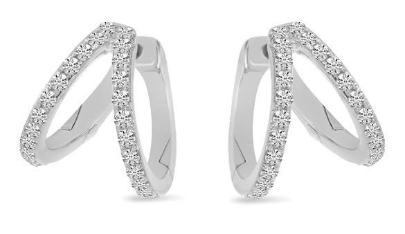 Diamond Crossover Huggie Earrings