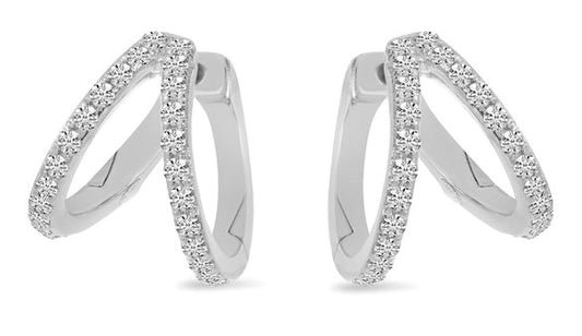 Diamond Crossover Huggie Earrings