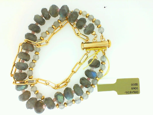 Labradorite and Moonstone Paperclip Gold Filled Bracelet